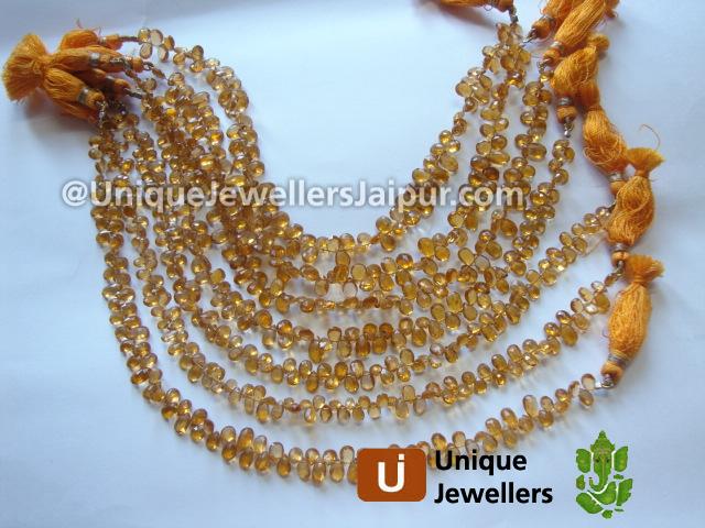 Yellow Tourmaline Faceted Pear Beads